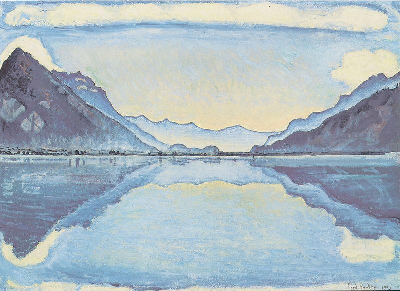 Ferdinand Hodler Thunersee mit symmetrischer Spiegelung Germany oil painting art